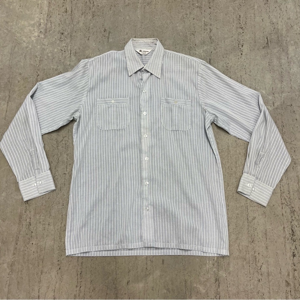 VINTAGE Mr California White Check Button Up Long Sleeve Shirt Men Size L.